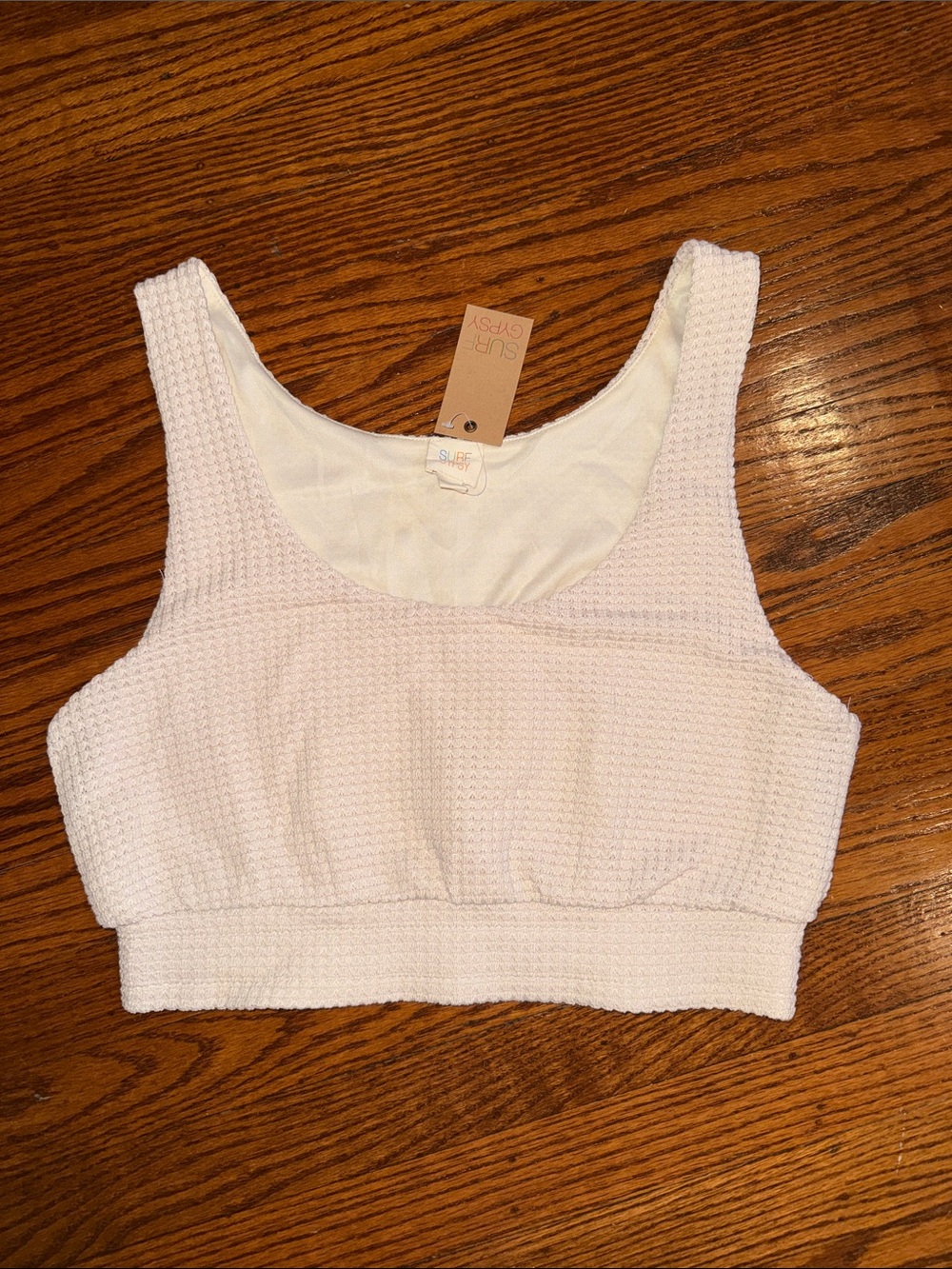 Surf Gypsy Ivory Textured Crop Tank